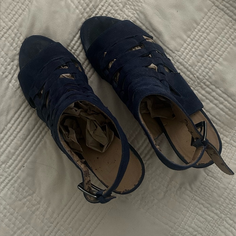 Navy Women's Strappy Suede Sandals